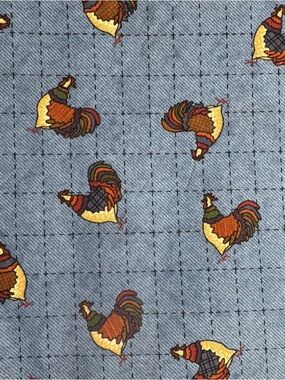 Blue Rooster Pattern Quilt cotton Fabric Home & Craft vintage 1 1/2 Yards #370